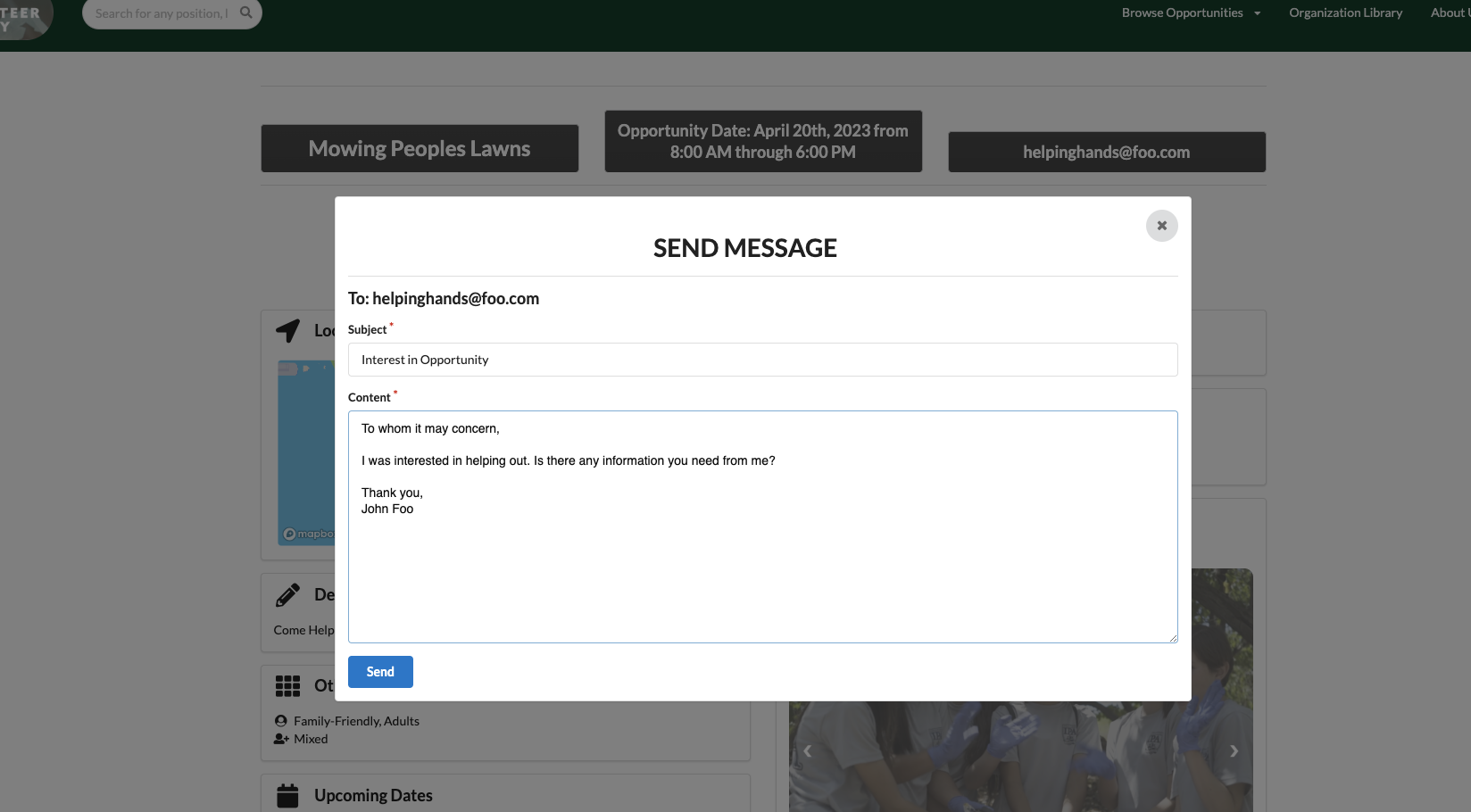 Sending Message Feature